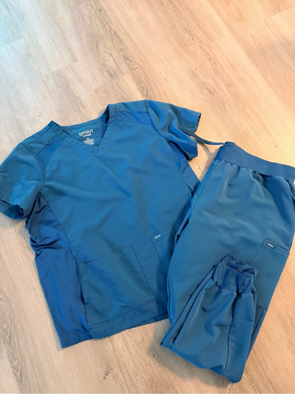 Spirit Women’s Teal Blue Scrub Top & Jogger Pants